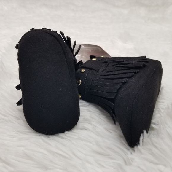 Stepping Stones Baby Fringe Moccasin Fabric Boots, 1 (0-3 Months) - Picture 2 of 3